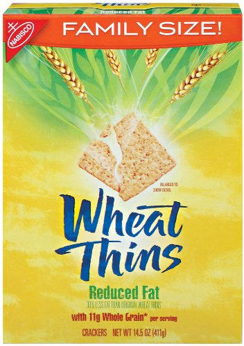 Wheat Thins, Reduced Fat, Family Size, 14.5-Ounce Boxes (Pack of 6)