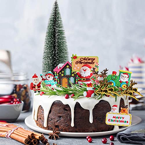 Christmas Party Favors Cake Decorations, Merry Christmas Trees Toppers Kit Decor, Best Bake Dessert Decor Present For Xmas, Eve Gift Cupcake Supplies For Kids Holiday #TOP5