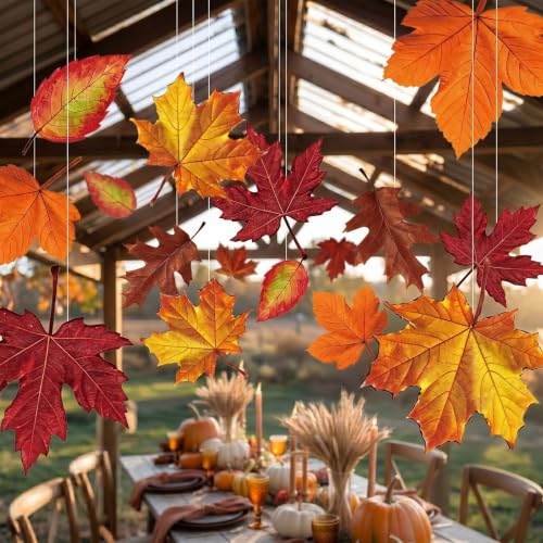 LemonSecret 20 Pcs Large Fall Thanksgiving Maple Leaf Hanging Decoration