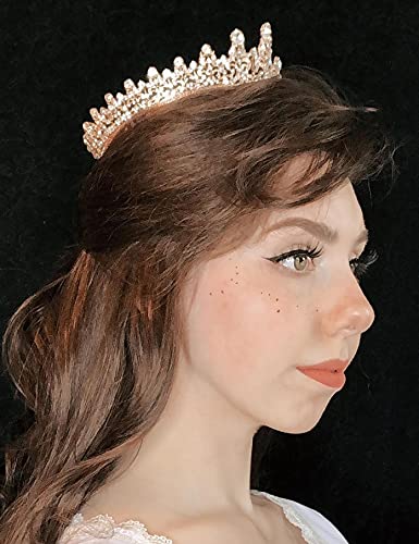 Sweetv Full Round Tiaras And Crowns For Women, Wedding Tiara For Bride, Crystal Queen Crown For Pageant Birthday Party Cake Topper, Rose Gold #TOP4