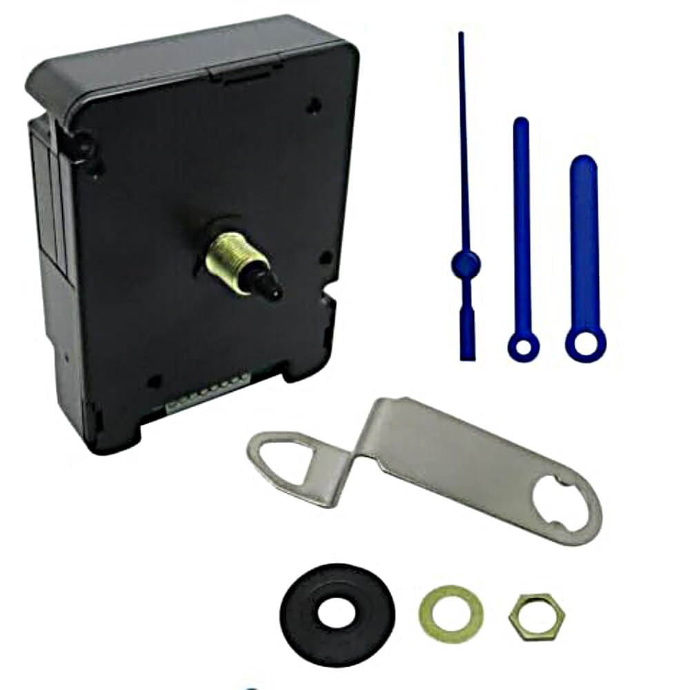Silent Battery Operated Automic UK Radio Controlled Clock Movement Mechanism/Motor Quartz MSF Signal (1, 55mm Blue Plastic Hands)