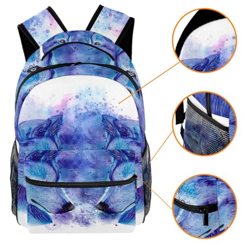 Sac de voyage décontracté loup multicolore résistant pour ados