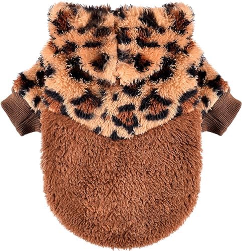 Leopard Dog Hoodie Sweatshirts Puppy Sweaters Warm Dog Clothes for Small Dogs Chihuahua Coat Clothing Cat Costumes