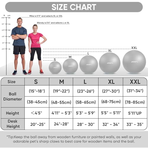 Image of APEXUP Yoga Ball, 660 lbs Anti-Burst Exercise Ball with Pump, 5 Sizes | Anti-Burst, Anti-Slip, SGS Certified, Strengthens Core, Improves Balance & Posture, Boosts Flexibility & Stability
