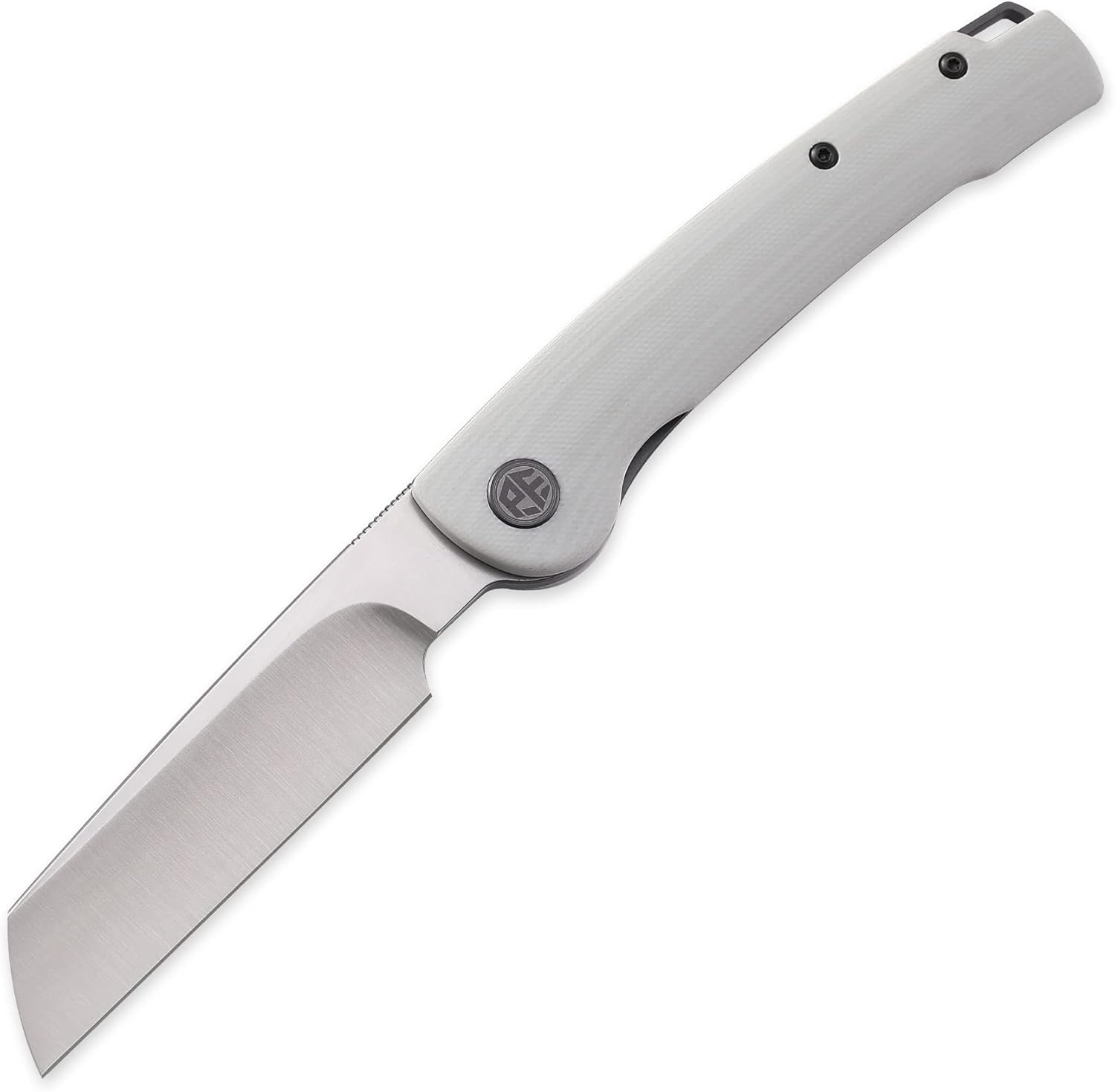 Petrified fish PFE04 Scholar,3.7" 154CM Satin Blade,111.4g G10 Handel Front Flipper Liner lock Folding knife (White G10 Handle)