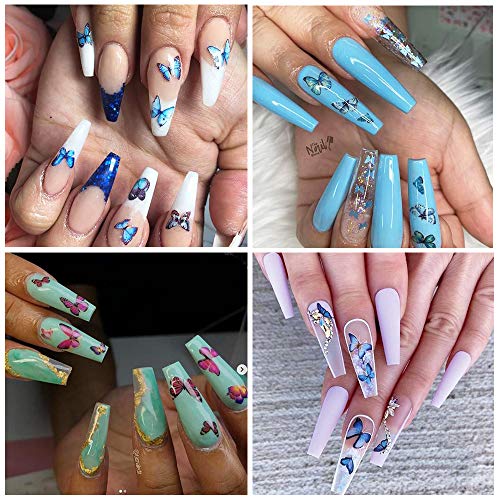 Xnuoyo 48 pcs Mixed Butterfly Nail Art Stickers, Wasser Transfer Folie Nagelsticker Selbstklebend Nagelaufkleber Nail… – Bild 5