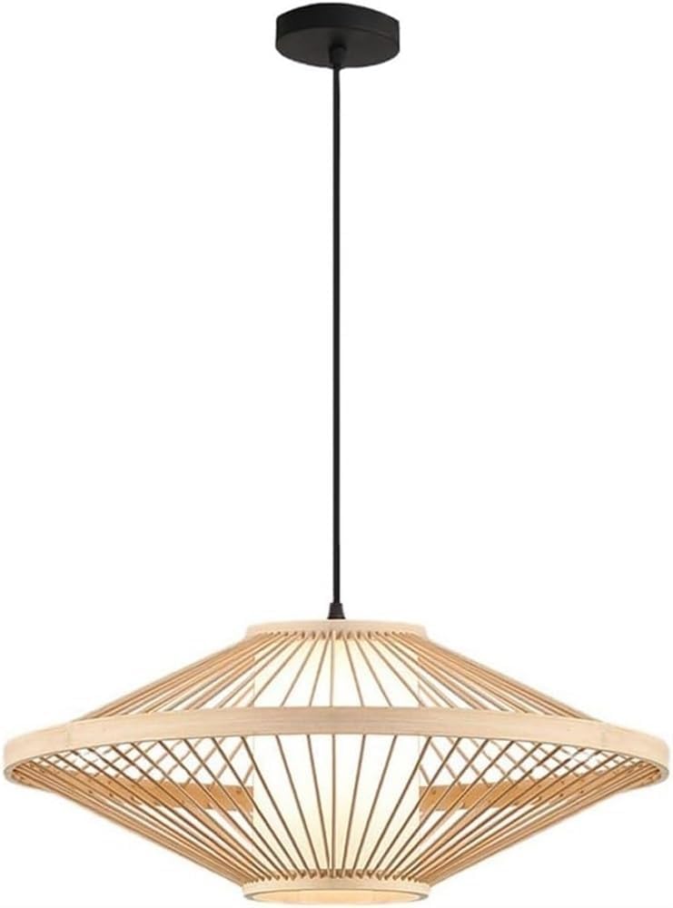 Lustre en bambou naturel tissé à la main, suspension luxe led design zen
