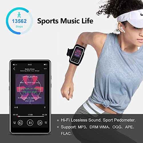 16GB MP3 Player with Bluetooth, Full Touchscreen HD Video Mp4 Mp3 Music Player with Speaker,FM Radio, Micro SD Slot, Headphones + Case Included, Expandable up to 128GB