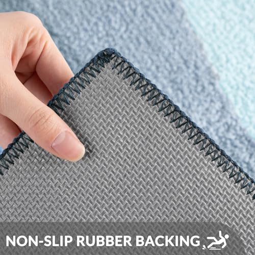 Exclusivo Mezcla Bathroom Rugs Mat 20x30, Extra Soft Non Slip Absorbent Water Microfiber Bath Rugs, Machine Washable Quick Dry Bath Mats for Bathroom Floor, Shower, Home Decor, Waved Blue by Exclusivo Mezcla - Image 4