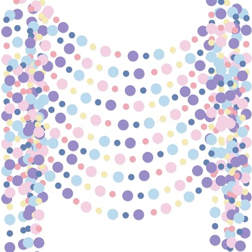 Image of Outus 10 Pieces Colorful Circle Garland Banner Hanging Paper Dot Decorations for Classroom, Birthday Party, Baby Shower, Wedding Backdrop & Photo Booth Graduation Decor (Pastel Rainbow)