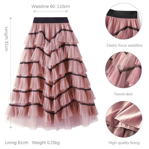 Women Glitter Stars Sparkle Tulle Skirt Elastic High Waist A-Line Midi Skirt for Wedding Evening Party Prom2