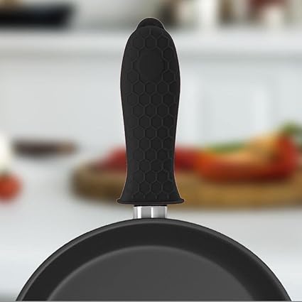 Silicone Pot Holder Sleeve Pot Frying Pan Handle Cover Grip Kitchen Black