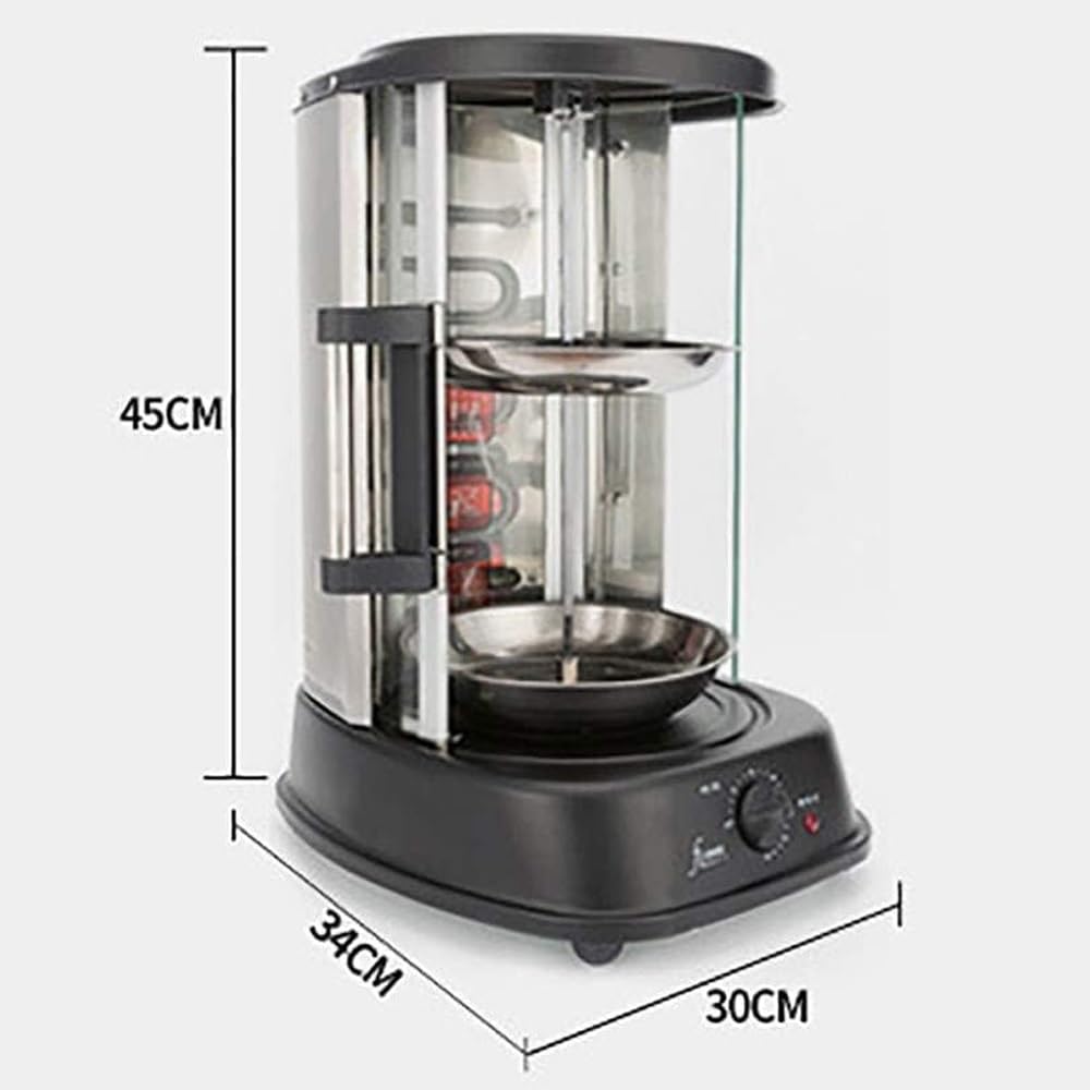 Rôtissoire Verticale Électrique, Rotatif à 360°, Machine à Viande Barbecue de 21 L Avec Quatre Types de Grilles, Pour Brochettes, Patates Douces et Dinde