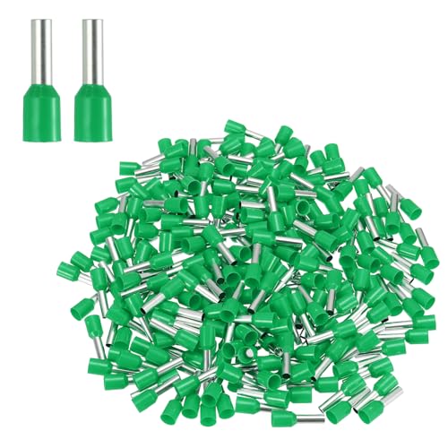 MECCANIXITY 1000Pcs AWG10 Wire Ferrules Crimp Terminal, VE 60-12 Copper Insulated Ferrule Crimping Connectors Kit for Stranded Wire, Electric Power Industrial Control System(Green)
