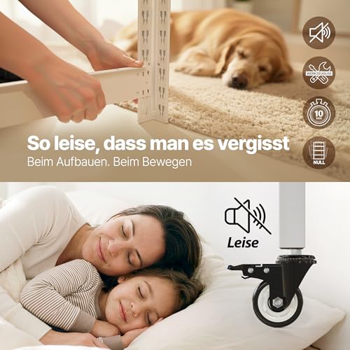 HOMEDANT House Premium-Rollregal Schwerlastregal mit Rollen Kellerregal Lagerregal Haushaltsregal Küchenregal Garagenregal 40 x 90 x 165cm Regal mit Laminat-MDF-Böden verstellbare Ablagen Weiß