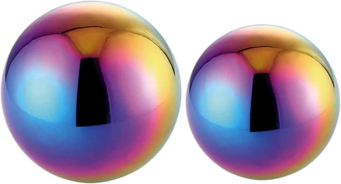 DULAI 6 Pcs Garden Reflector Gazing Globe Mirror Ball Reflective Hanging Ball Reflective Garden Sphere Mirror Globe Ball Polished Ornament Sphere Prom Decor Stainless Steel Artificial