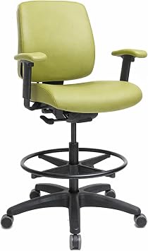 Eurotech Healthcare Stool with TEMPUR Material, Adjustable Ergonomic Office Desk Task Chair with Lumbar Support, Ratchet Back, Rolling Wheels and Waterfall Seat, Green