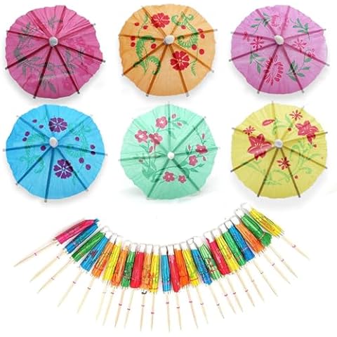Navoys 24 Pack Colourful Cocktail Umbrellas Cover