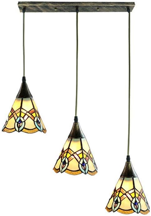 Hanging Lamp Stained Glass Lampshade Chandelier 3 Lights Adjustable Pendant Light Fixture Decor Game Living Dining Room Kitchen Gift,I,3 Lights