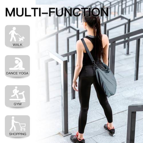 Lightweight Foldable Nylon Crossbody Bag, Stylish Compact Polyester Packable Totes, Simple Collapsible Handbag for Travel, Gym, Sports, Everyday Use - Gray2