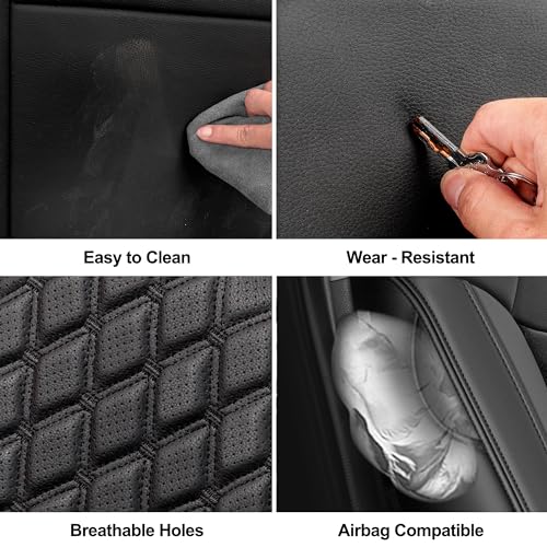 Image of GIANT PANDA Front Car Seat Covers Customized Fit 2014 2015 2016 2017 2018 2019 Chevy Chevrolet Corvette C7 Standard Seats, Leather, Black&Red
