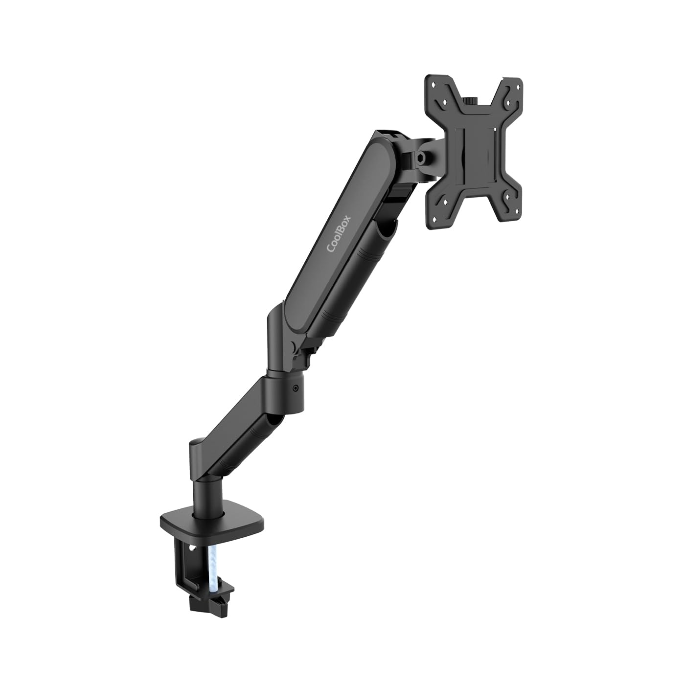 CoolBox M02 - Soporte Brazo Monitor para Pantallas hasta 32", Altura, Giro e Inclinación Ajustables, Posición Monitor Vertical, VESA 75x75/100x100, Hasta 8Kg de Peso, Negro