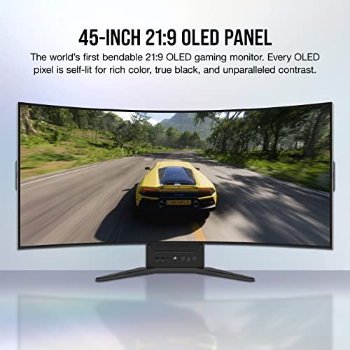 Corsair Xeneon Flex 45Wqhd240 Gaming Monitor - 45-Inch Oled Wqhd (3440 X 1440) Bendable Display, 240Hz Refresh Rate, 0.03Ms Gtg Response Time, Nvidia® G-Sync Compatible, Amd Freesync™ Premium - Black #TOP2