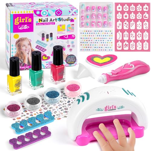 Aomig kit Manucure Enfant Fille, Ongles Enfant Set, Trousse de Maquillage Enfants pour Filles avec Sèche-Ongles, Comme Cadeau D'anniversaire de Noël,...