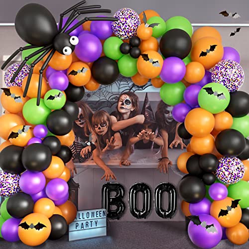 Halloween Balloons Garland Arch Kit Diy Halloween Party Supplies With Boo Foil Balloon Spider Balloon Black Orange Purple Fruit Green Confetti Balloon For Halloween Day Party Decorations #TOP3