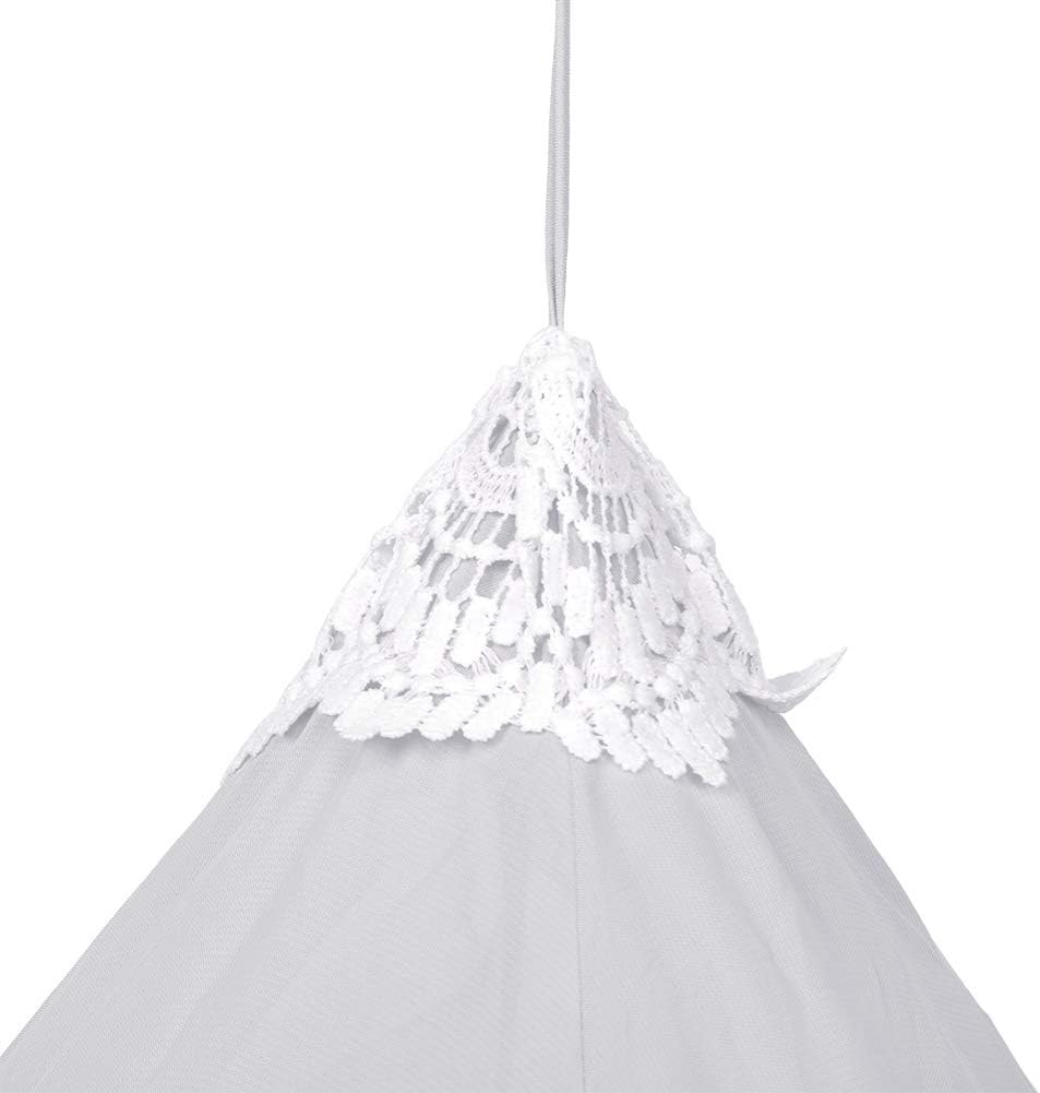 Beautiful Lace Decor Bed Canopy Children Kid Bedroom Netting Home Decoration Pink Gray White Cotton Iron Plastic 60 x 240 cm (Gray)