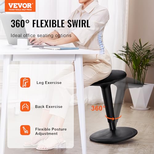 Image of VEVOR Wobble Chair, Height-Adjustable (21.7-28.3 inch) Active Chair, Flexible Seating Wobble Stool Made of Iron Improves Focus & Posture, Ideal for Schools, Office and Home, 8 Tilt Angle, Age 12-18