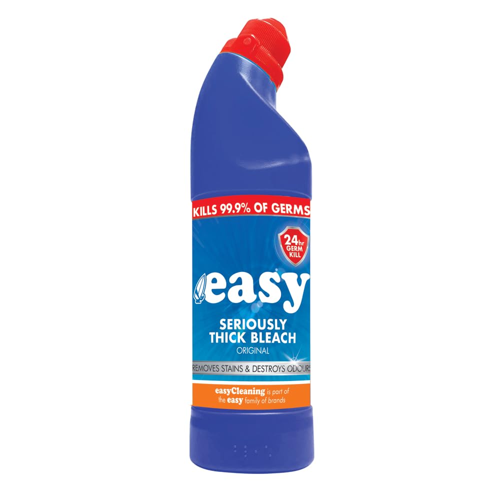 Easy 24 Hr Thick Toilet Bleach Cleaner 750ml x 12 Pack, Thick Bleach for Toilet Cleaner Kills 99.9% Bacteria