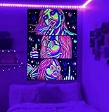 Trippy Tapestry Blacklight Tapestry for Bedroom Weed Decor Marijuana Cannabis Poster Smoking Tapestries Hippie Hippy Wall Tapestries Cool Asf Trippy Room Decor Weed Accessories Gifts 37'x 29'