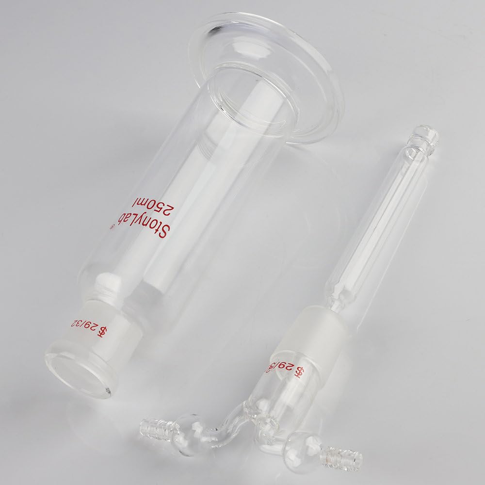 stonylab Fiaschetta Drechsel per Lavaggio dei Gas, Fiaschetta in Vetro Borosilicato per Lavaggio dei Gas con Giunto Standard 29/32 e Tubo Seghettato da 8 mm, Capacità di 250 ml