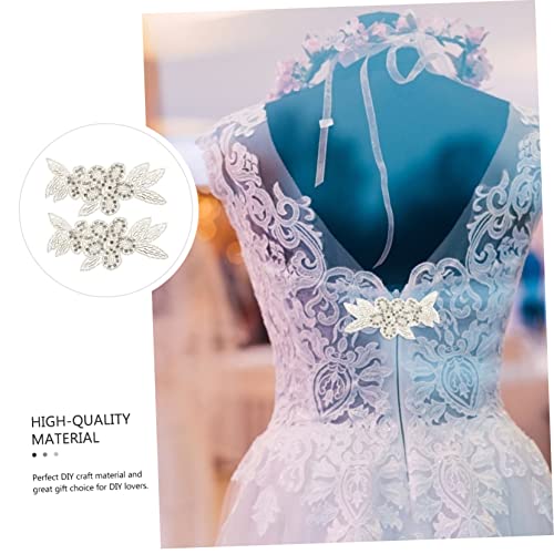 ULDIGI 2 peças de remendos de tecido de casamento com strass de costura de renda para decorações D b