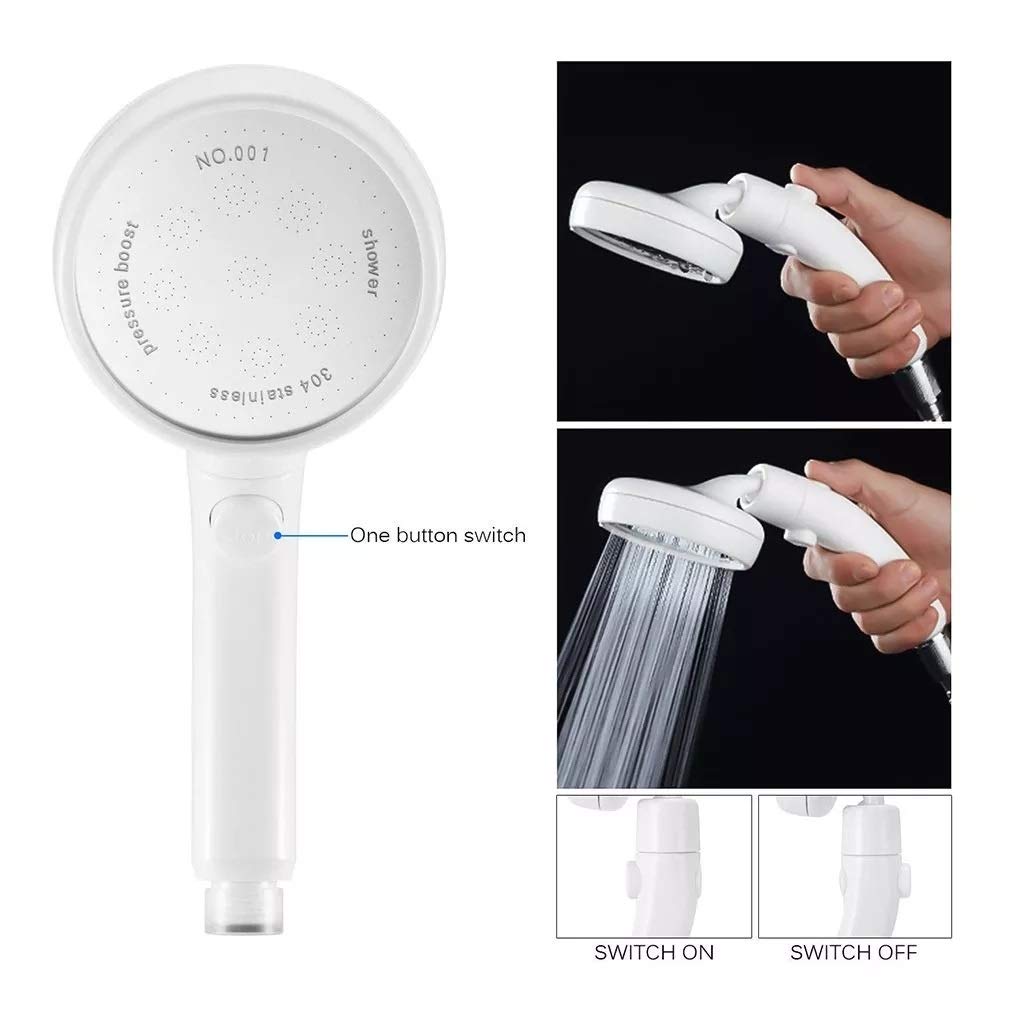 Pulsador de ducha de alta presión Pulverizador de la cabeza de la mano del baño Ducha de la ducha Spray de la cabeza de la cabeza Botón Botón Booster Ducha Cabeza Reemplazo Ahorro