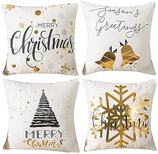 Black and Gold Cushion Covers Pack of 4 Geometric Pillow Cases Square Decorative Throw Pillow Covers for Sofa Couch Outdoor 45x45 cm