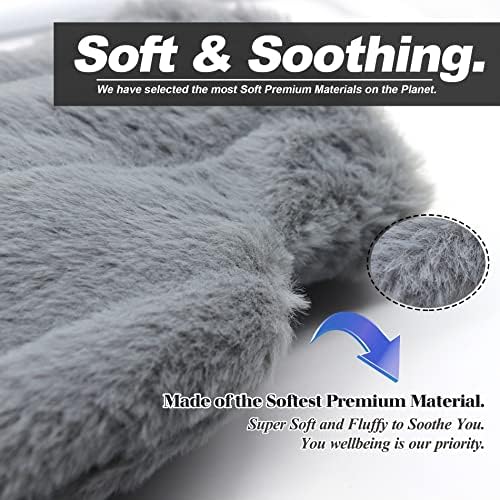 OWOZOI Hand-in Pocket Hot Water Bottle with Soft Furry Cover, 2L Large Capacity, Hot Water Bag for Pain Relief, Hand Warmer, Gifts for Women Childrens Elder, Hot Therapy , Dark Grey