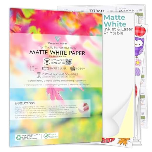 EVG Home & Office Supplies (Evergreen Goods) Etiketttryckspapper, A4, matt, självhäftande, vit, 100 ark
