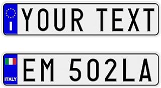 Custom Text Italian License Plate, Novelty Italian Auto Tag, Personalized, NOT Embossed Aluminum European Italy License Plate Made in USA