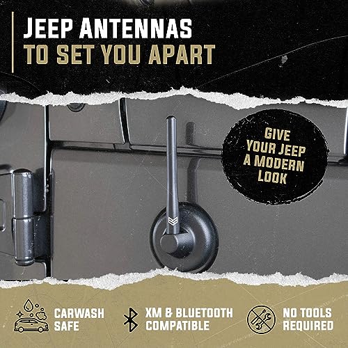 Ronin Factory Short Antenna for Jeep Wrangler Rubicon Gladiator Sahara Sport 4xe JK JL 2007+ Jeep Wranger Accessories Jeep Gladiator Accessories Anti-Theft Design Jeep Antenna Accessories (4 Inch) - Thumbnail 2