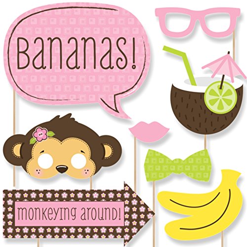 Pink Monkey Girl - Baby Shower Or Birthday Party Photo Booth Props Kit - 20 Count #TOP5