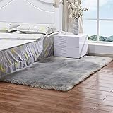 GUOCU Shaggy Rectángulo Alfombras Pelo Largo,Alfombra Felpa para Sala de Estar Sofá Silla Cojín Gris 40x60CM