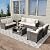 GarveeLife 5 Pieces Patio Furniture Set, 7-Seater Rattan Wicker Patio Conversation Sets with Coffee Table, Outdoor Sectional Patio Sofa Set, Grey Rattan and Beige Cushions