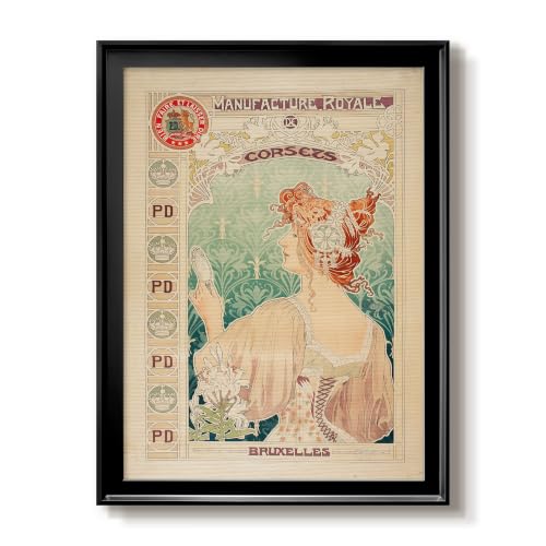 Alphonse Mucha | Manufacture Royale Corsets | Black Framed Print | GAL101