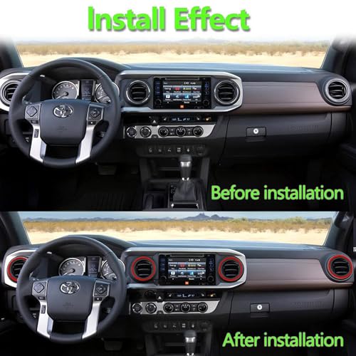 Image of Aluminum Alloy Vent Outer Rings Kit for Toyota Tacoma 2016-2023 (4pcs Red) - Air Conditioner Vent Trim Rings, Metal Interior Upgrade Accessories