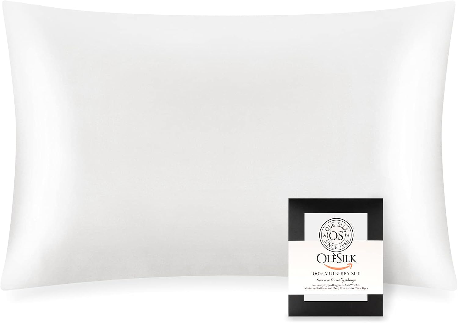 OLESILK Toddler 100% Mulberry Silk Pillowcase, Breathable Soft Smooth for Nursery Kids Night Sleeping, Silk Travel Pillow Cases with Hidden Zipper (1 Pack, Ivory, 13"x18")