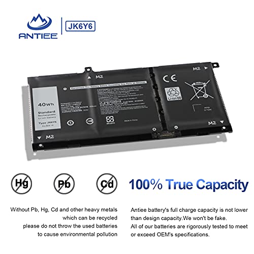 Antiee 40Wh Jk6Y6 Laptop Battery For Dell Latitude 3410 3510 Vostro 5300 5401 5501 Inspiron 5300 5301 5401 5402 5408 5409 5501 5502 5508 5509 5400 5406 7405 7300 7306 7500 7506 2-In-1 Silver C5Kg6 #TOP3