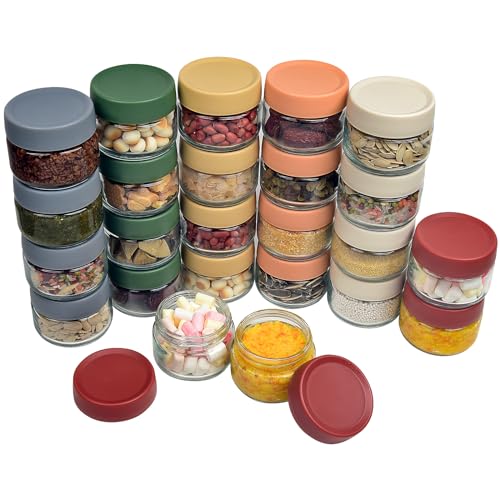 Image of EONJOE Glass Baby Food Storage Containers ，24-Pack 4oz Small Glass Jars with Lids Cute Kids Baby Food Prep Maker Essentials Bowls Bpa Free