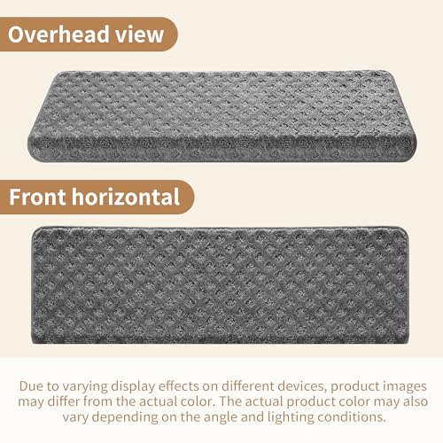 Bullnose Stair Treads Non Slip 9.5" x 32", 14 Pcs Carpet Stair Treads for Wooden Steps Indoor with Edge Protection, Reusable Peel and Stick TPU Backing Stair Runner Rugs - Lattice Pattern Grey by NEKL - Image 8
